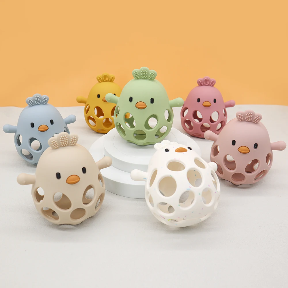 2025 New BPA Free Newborn Chew Sensory Chick Baby Teething Toy Animal Teether Baby Silicone