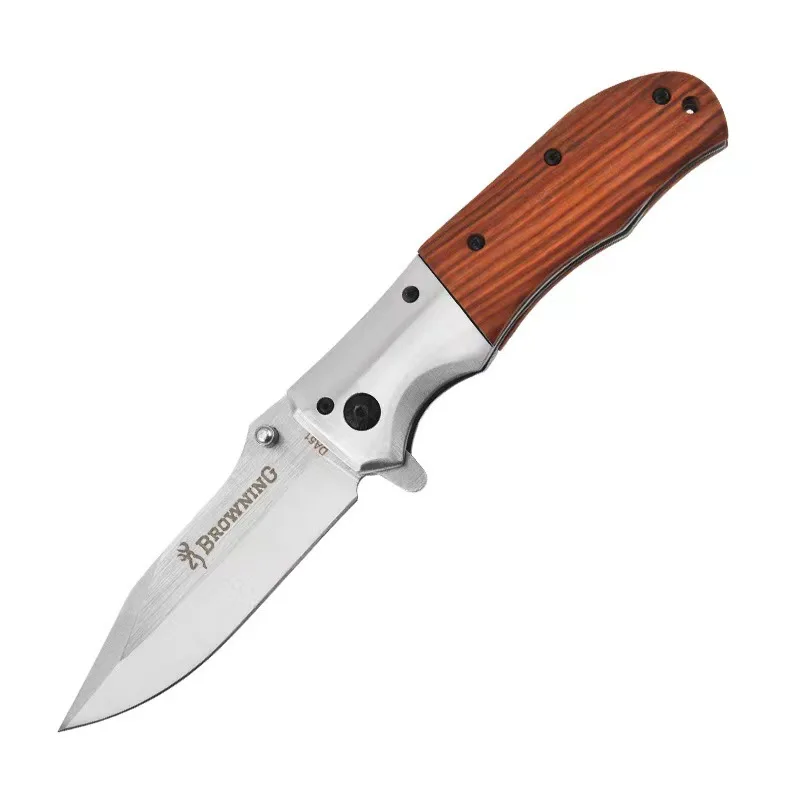 Outdoor portable DA51 portable folding self-defense multi-purpose wooden handle tactical camping survival knife