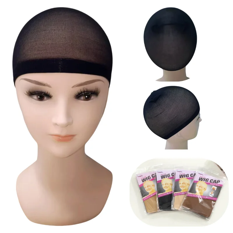 2pcs/Bag Wholesale Adjustable Wig Cap Hair Styling Tools Wig Cap Women Lace Hairnet Ventilated Black Nylon For Making Wigs