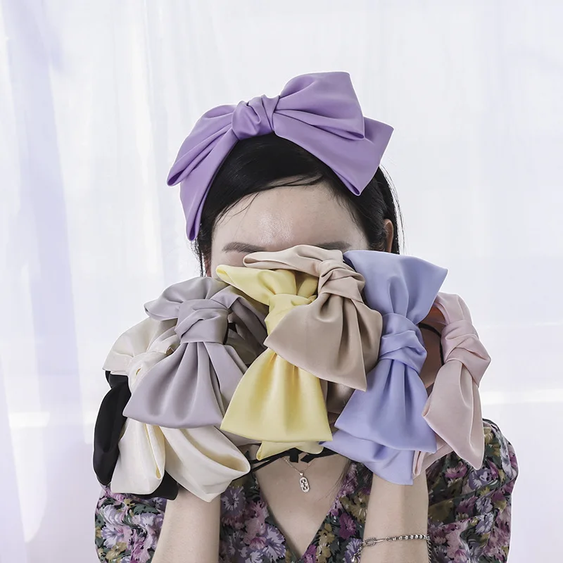 
Warm spring color satin oversized bow headband hairpin explosion headband temperament hair accessories R1 
