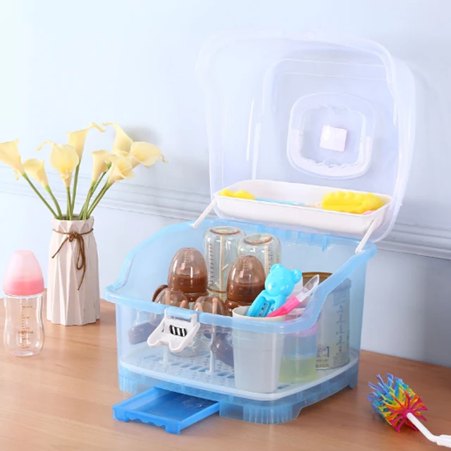 Household baby milk bottle drying racks plastic storage box