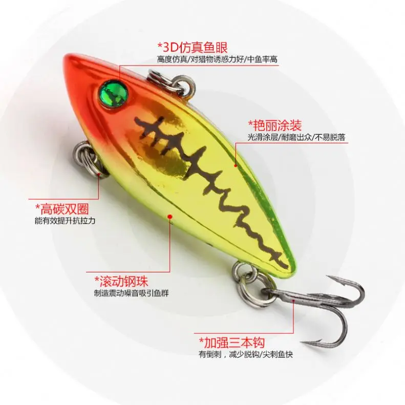 4cm 4.8g vib fishing lures hard plastic lure with strong fishing hook fishing VIB lure for bass