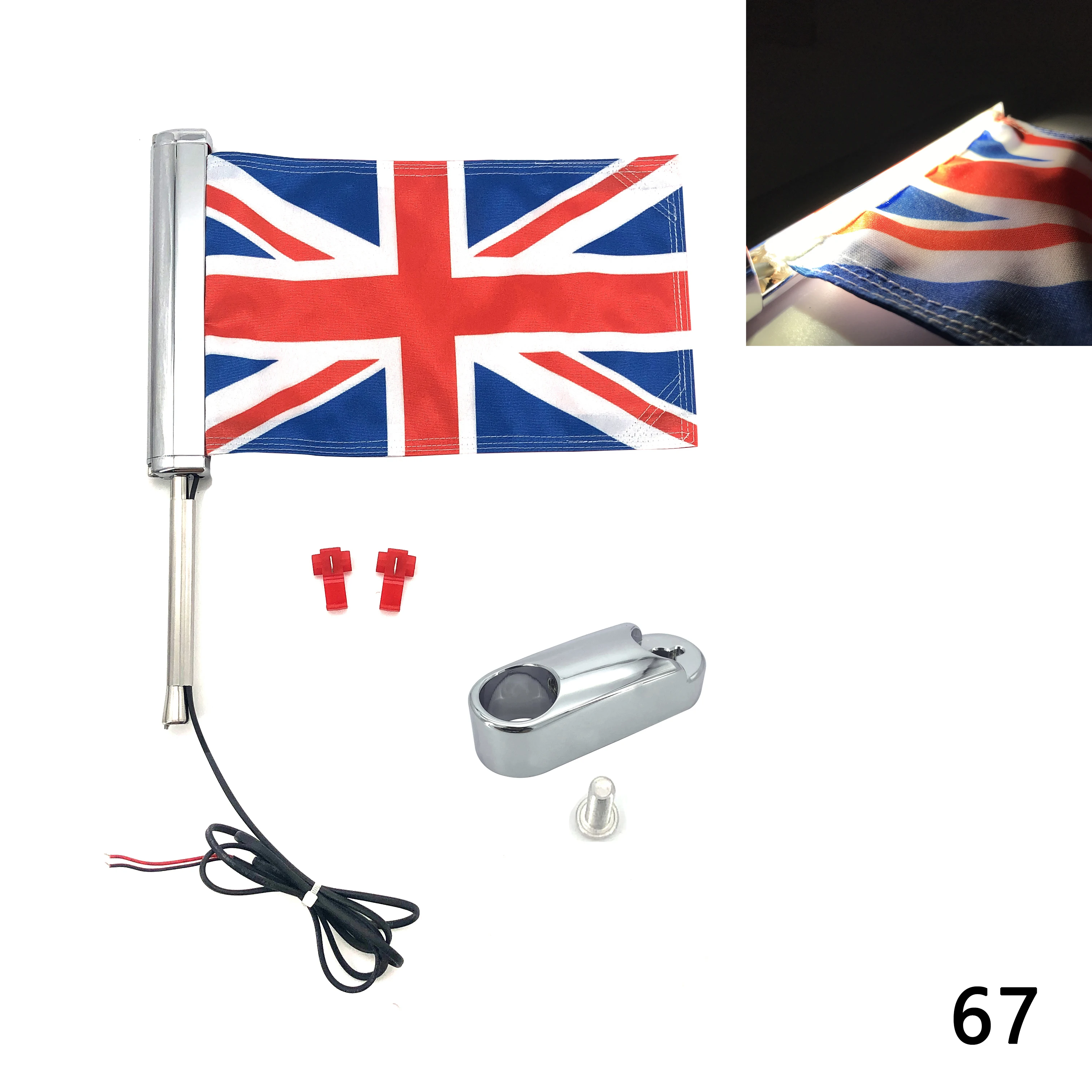 General purpose chrome plated bracket antenna type led flag suitable For Honda Gold Wing gl1800 BMW Harley Gliding Yamaha Indian