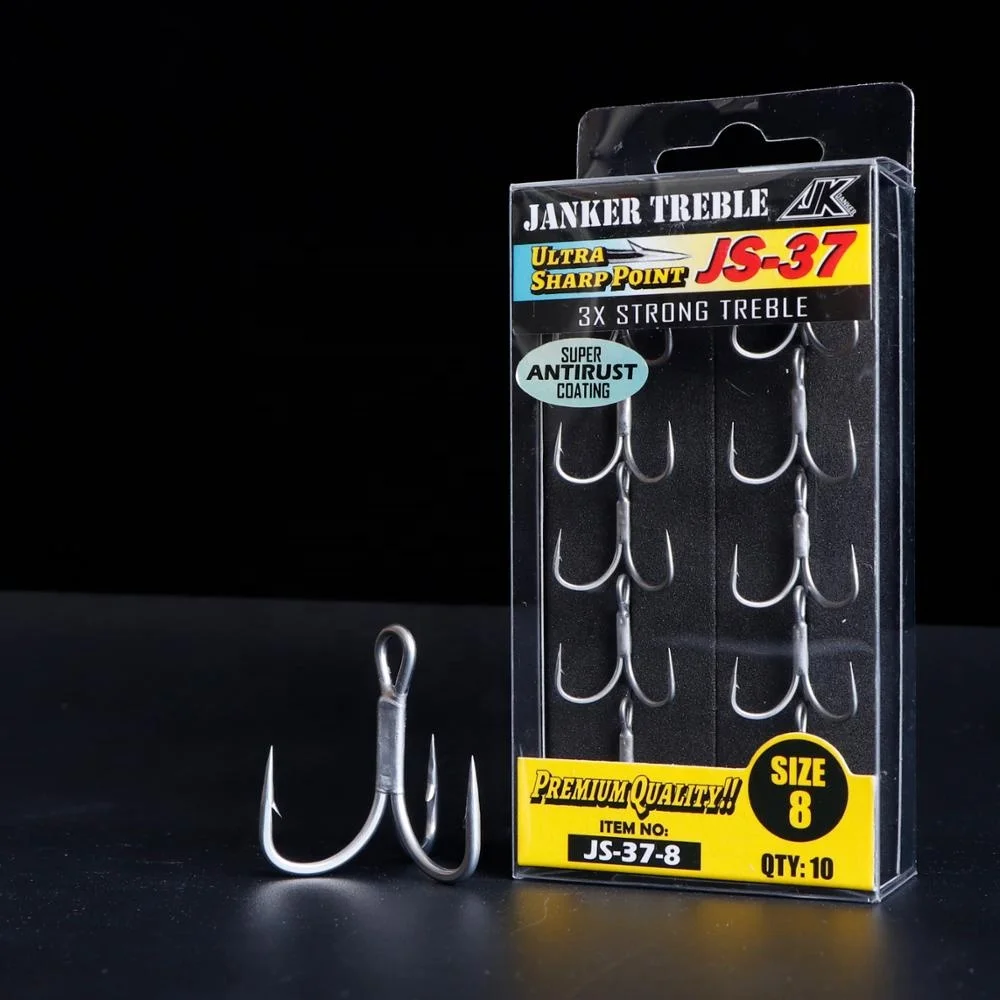 JK High Quality Mustad Wholesale Hardness Sea Fishing Freshwater Saltwater Lure Stainless Steel 3X Treble Hooks