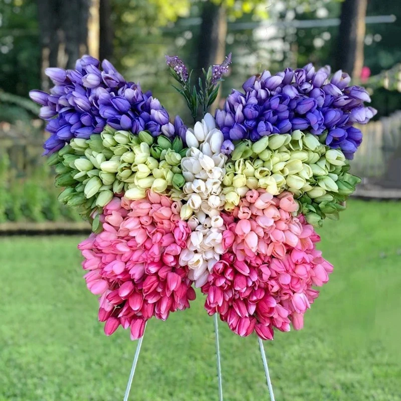 Butterfly Shaped Tulip Wreath Spring Creative Butterfly Garland Door Wall Pendant Artificial Floral Wreath Decor For Front Door