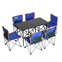 TWROAD  wholesale outdoor aluminum camping folding table folding chair sets seven-piece folding table and chair set
