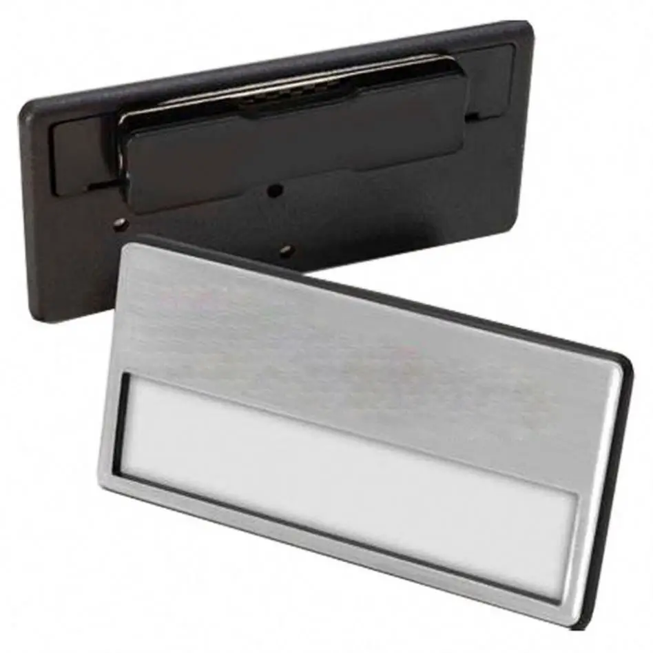 Custom reap chalkboard gold service staff waiters worker metal aluminum epoxy pvc acrylic plastic name tag badge with pin