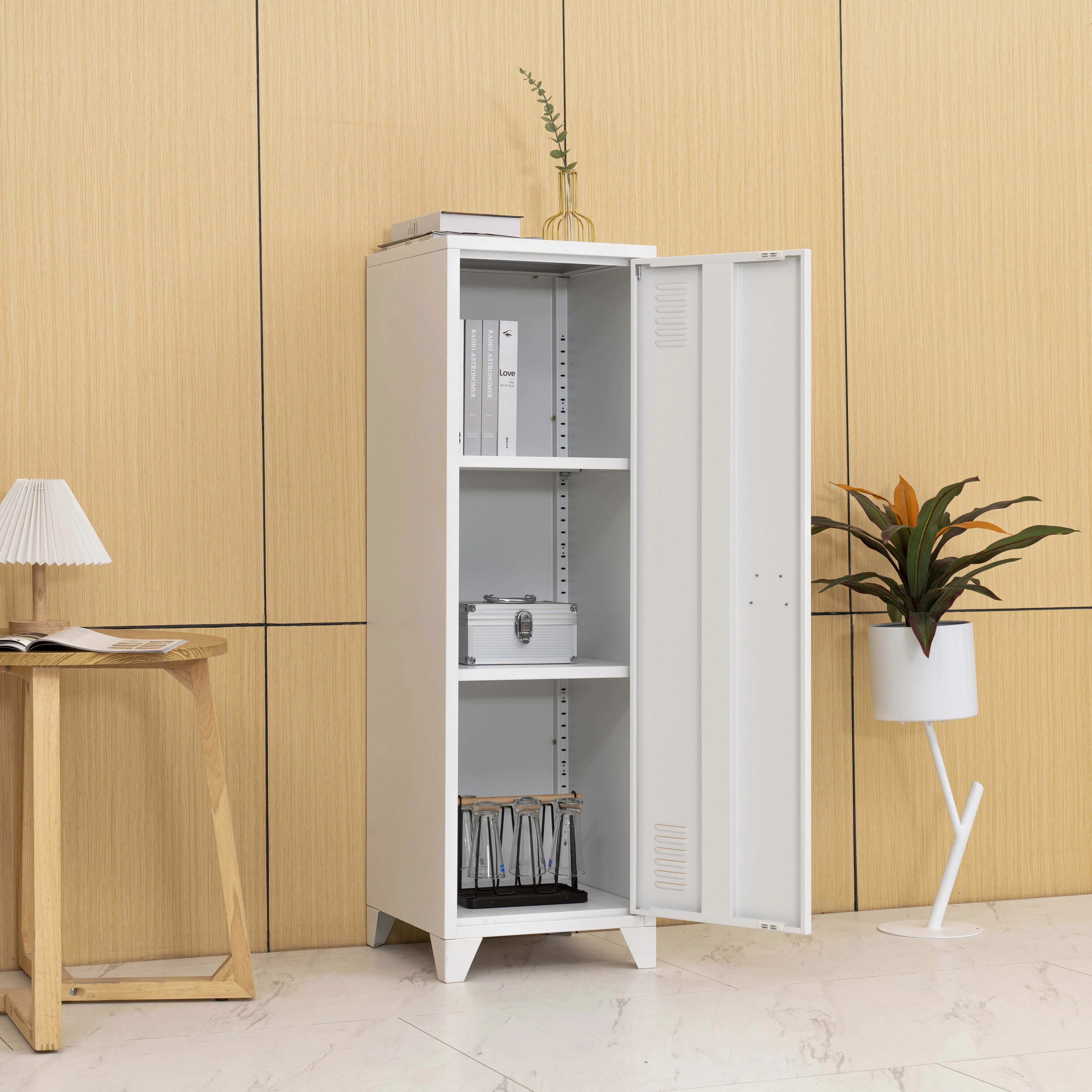 Single Door Steel Locker Storage Cabinet 1 Tier Gym Metal Locker