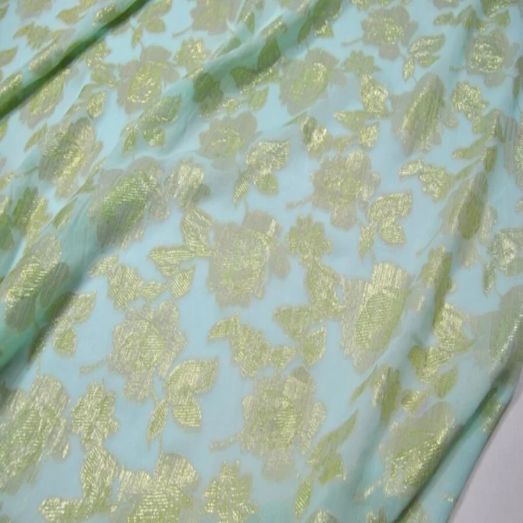 lurex silk fabric colorful metallic jacquard silk chiffon fabric