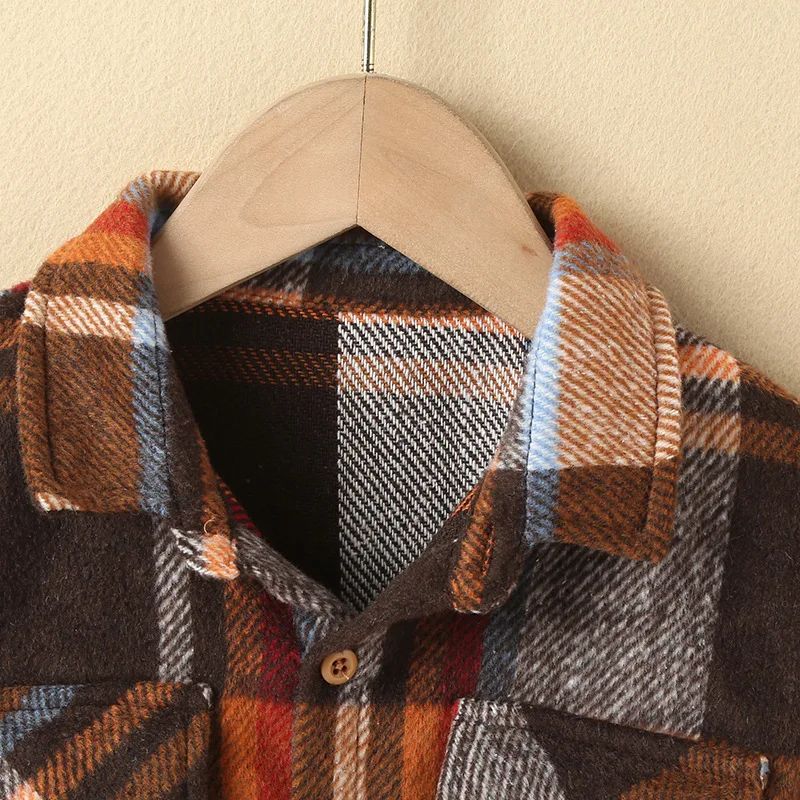 Winter fall kids plaid shirts unisex long sleeve children clothes fleece fashion girls flannel shirts wholesale