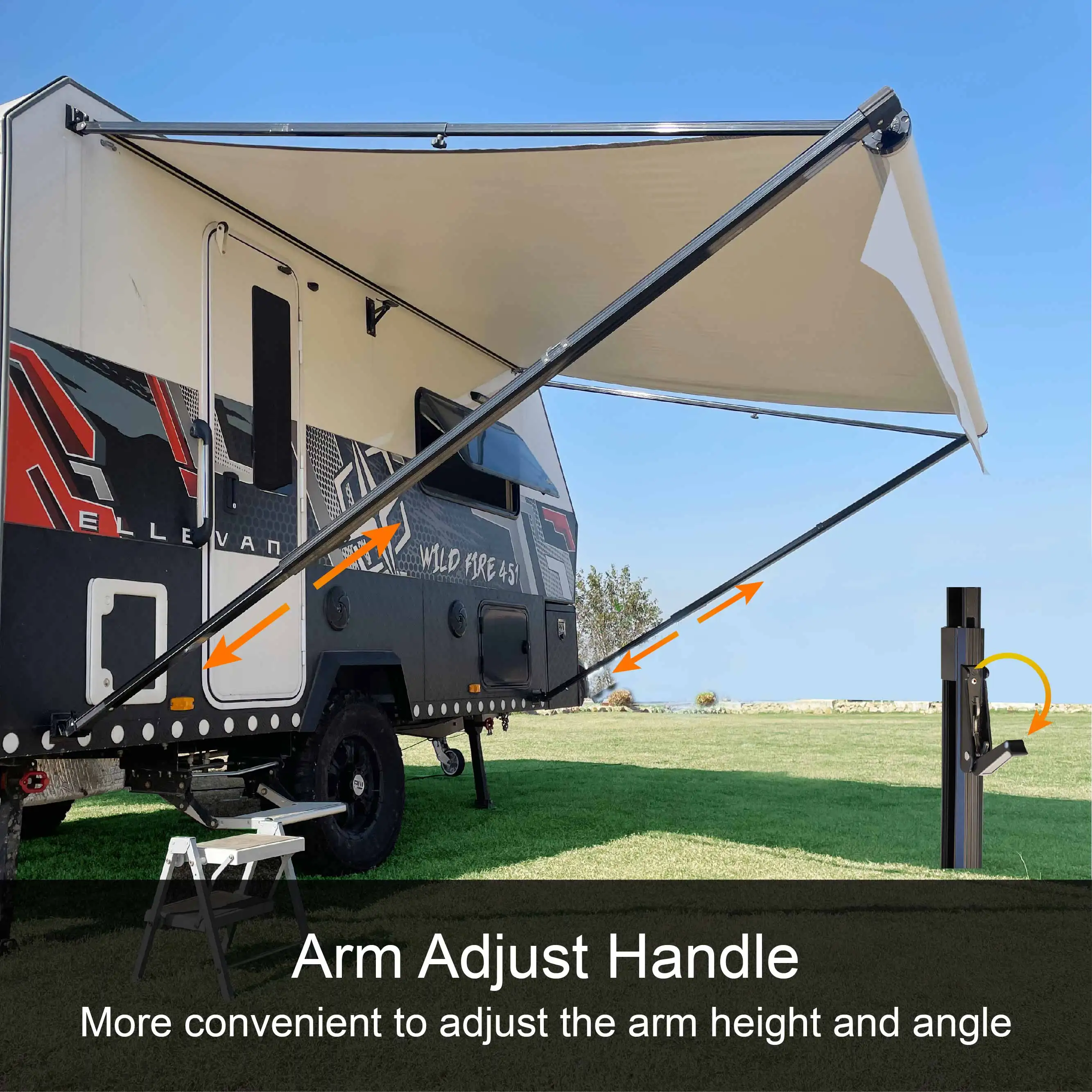 Awnlux Caravan Accessories Manual Retractable Folding Overland Camper Trailer Side Awning Canopy tents Outdoor for Patio