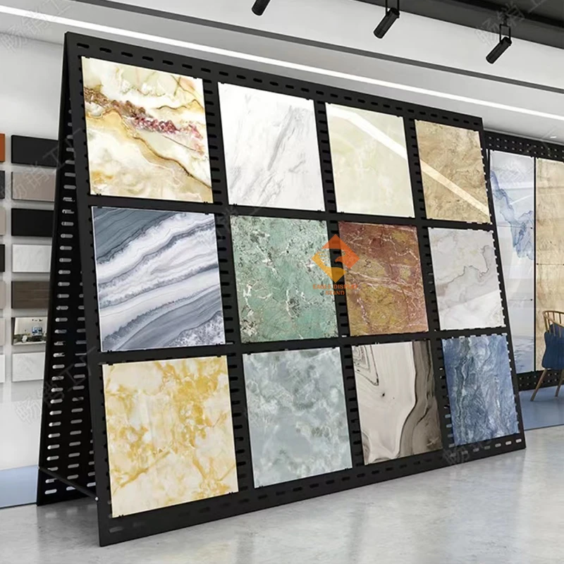 Showroom metal ceramic tile display rack stand for floor tiles