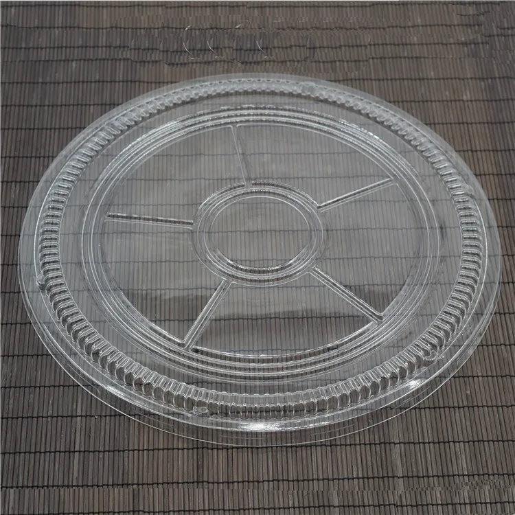 SM1-2108Golden Disposable Round Plastic Catering Packaging Platter Tray Serving Trays Blister Packaging Cake Box With Dome Lid