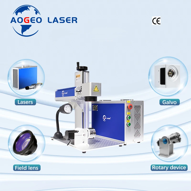 AOGEO Jpt Raycus Mopa M7 Engraver Rotary Fiber Laser Engraving Marking Machine Portable 3d 20w 30w 50w 80w 100w Table Raycus Max