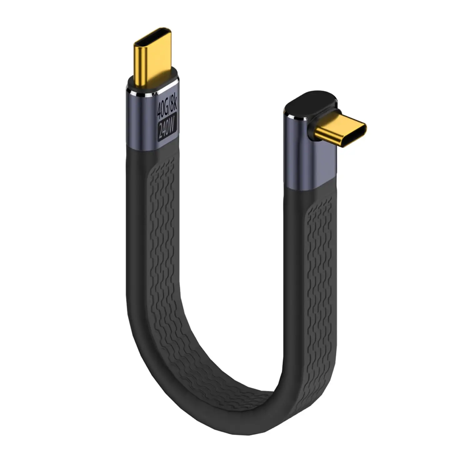4.0 C Male to 90° Angle C Male Data Short Cable 240W USB Type C 4.0 PD Fast Charging Flat Flex Cable for  Smartphone Power Bank
