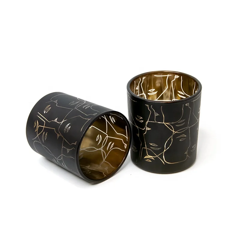 New Design 150ml Amber Black Unique Candle Holders, Lanterns and Candle Jars with Lid and Boxes Packaging