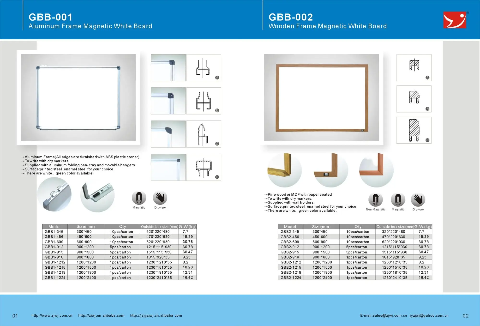 Aluminum Frame whiteboard, green or black for your choice, good quality, wholesale price