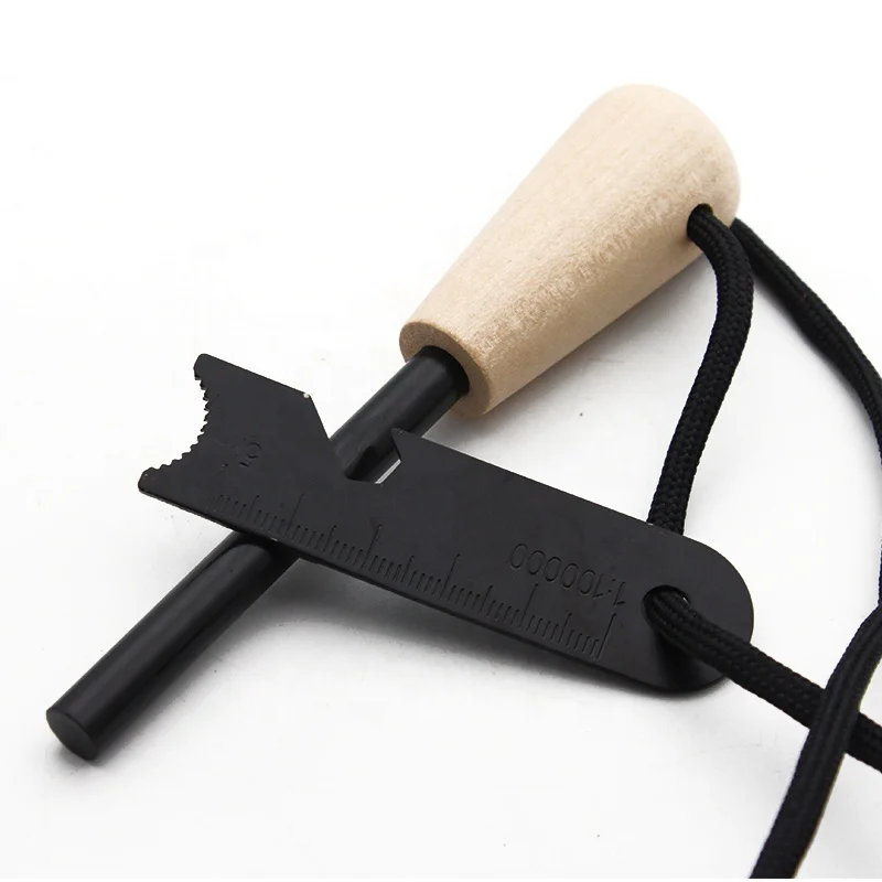 Emergency Fire Starter Kit Ferro Rod with Waxed Cotton Tinder packed in Black Carry Pouch