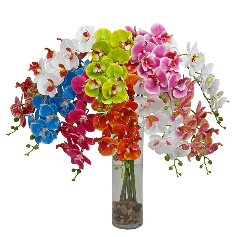 2024 Orchids Wholesale Plastic Phalaenopsis Artificial White Orchid In Bulk Silk Stem Decorative Flowers