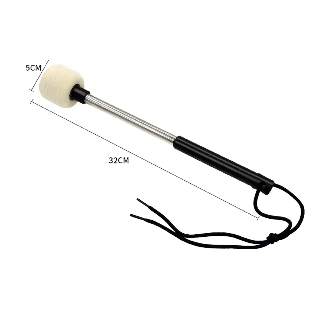 Marching band big drum drum stick stainless steel handle, hot wool material big drum stick