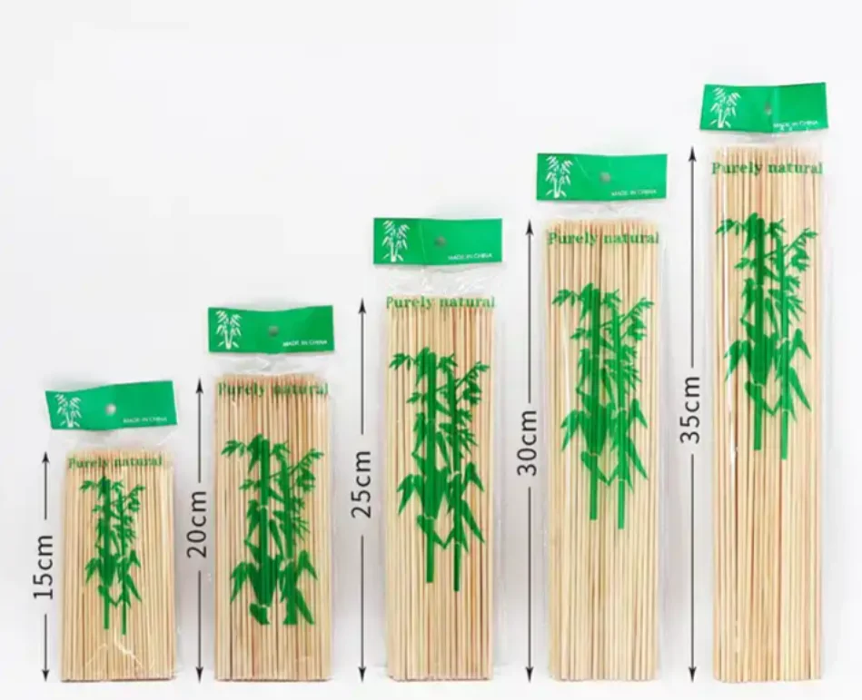 Bamboo Products Natural Bamboo Grill Skewer Round BBQ Sticks