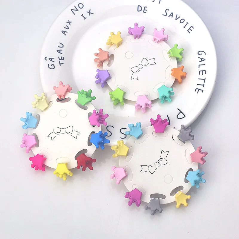 Mengxin cute 10pcs/pack kids baby buy colorful plastic heart mini butterfly flower small mouse ears hair claw clips