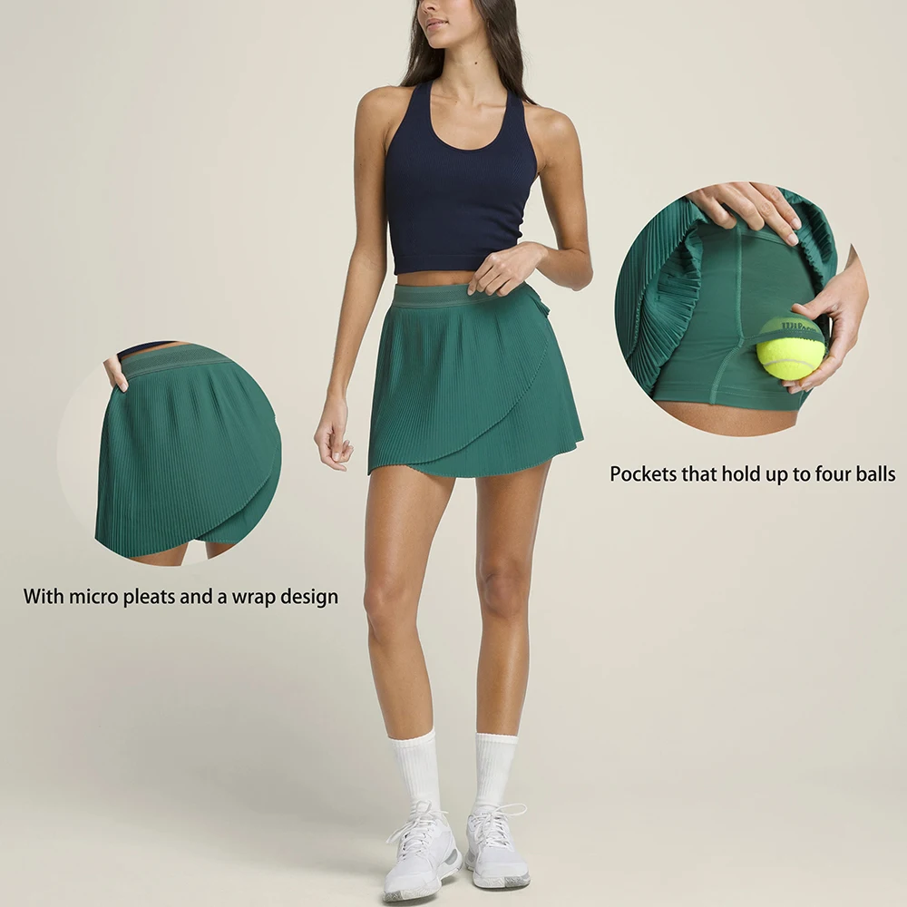 Tennis Skirt Micro Pleats And A Wrap Design Athletic Golf Running Mini Skorts Skirts Pleated Tennis Skirts with Shorts Pockets