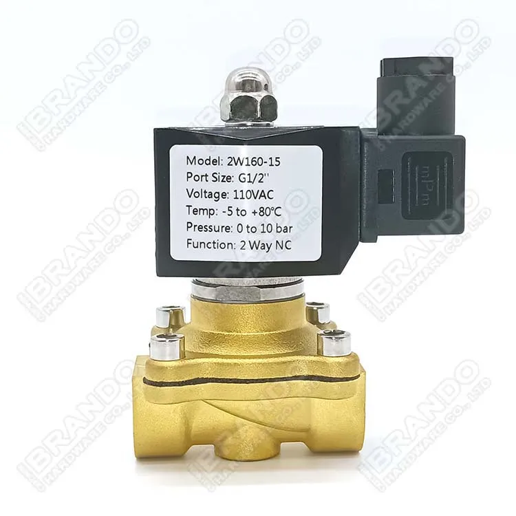 2W160-15 1/2 '2-Way NC водяной латунный электромагнитный клапан FKM диафрагма 12V 24V 110V 220V DC AC