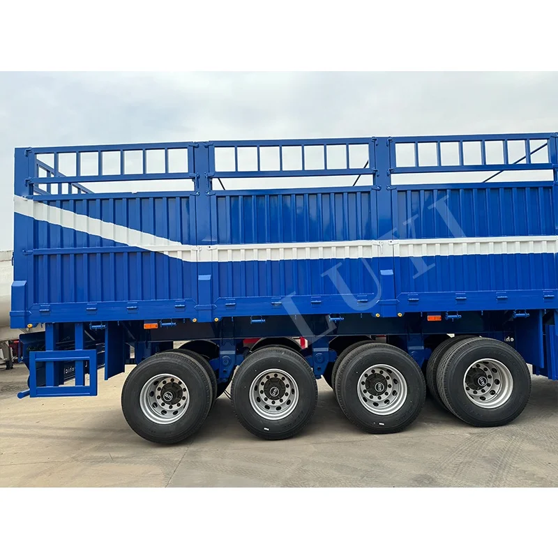 Heavy Duty 4 Axles 60ton Cargo Transport Semi Truck Trailer Box Trailer High Enclosed Side Wall Cargo Trailer