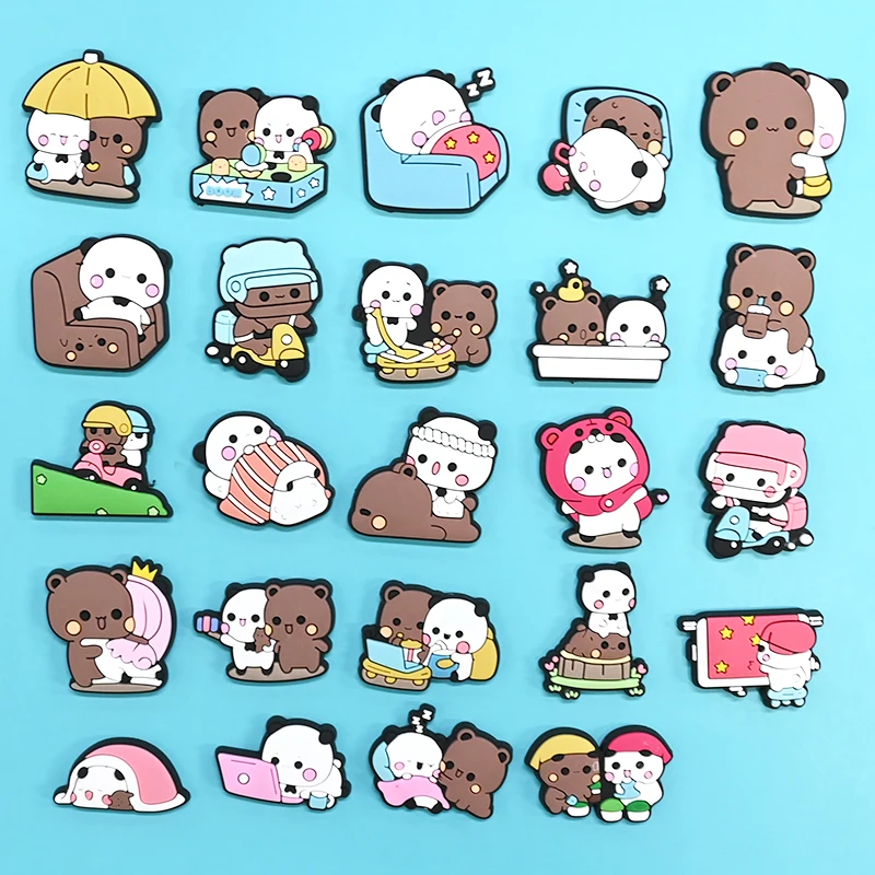 Wholesale Designer Shoe Accessories Bulk Cute Lovely Bear Shoe Charms Brown And White Bear Shoe Decorations With Clog