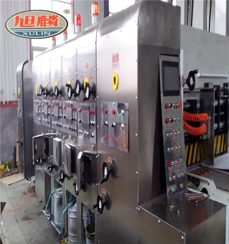 Hebei xulin Auto high speed 4 color carton flexo printing slotting die cutting machine
