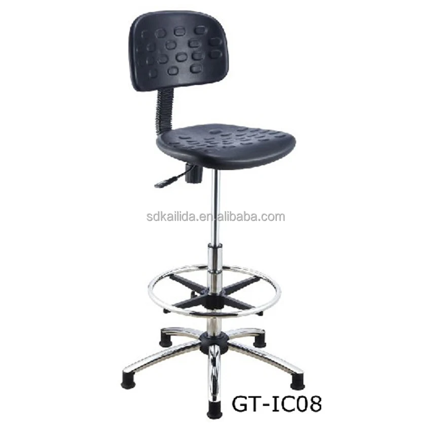 Swivel industrial lower backrest lab stool chair with wheel footrest adjustable