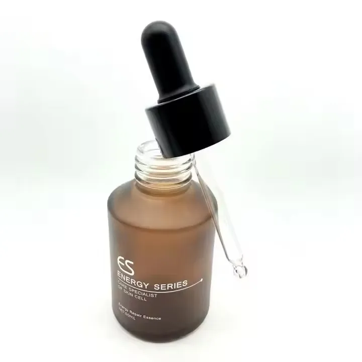 Luxury Serum Glass Bottle 50ml Frosted Amber Serum Glass Bottle Essence Dropper Bottle