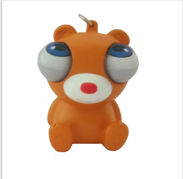 Funny animal rolling eye squeeze animal keychain with BB sound