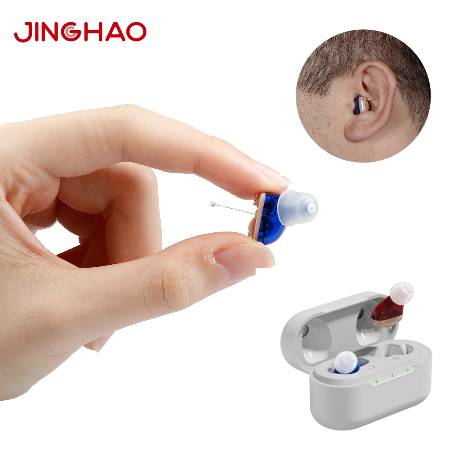 JINGHAO A17 Medical Mini CIC популярные электронные слуховые аппараты OTC перезаряжаемые для пожилых людей и глухоты