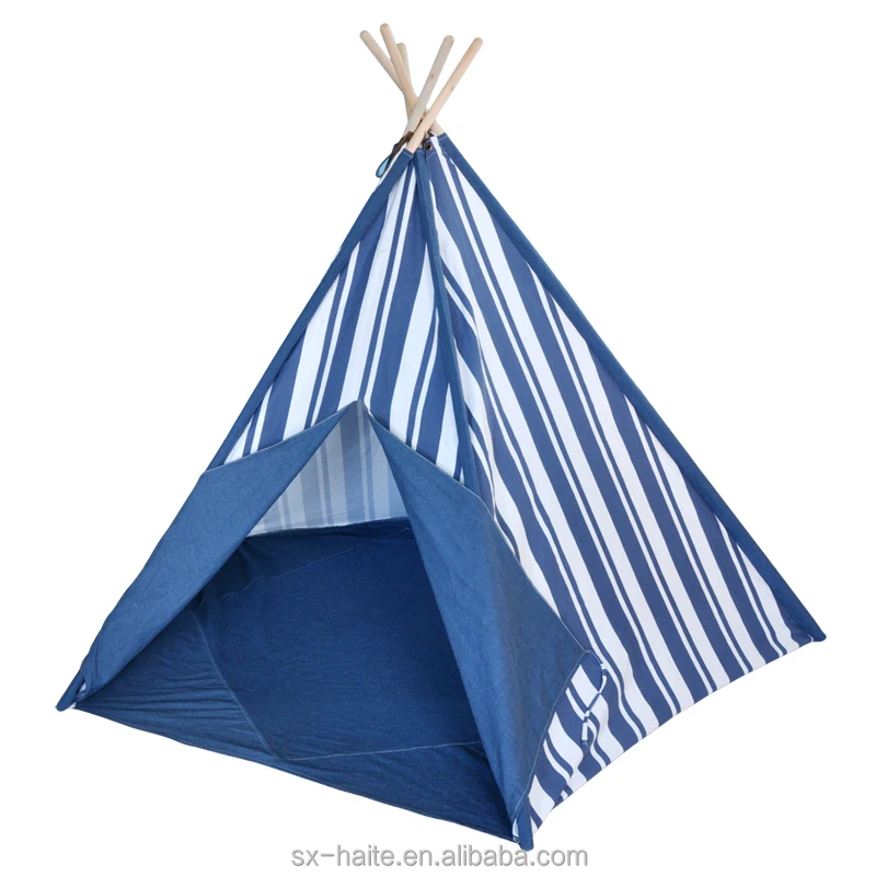 Wholesale Cotton Canvas with Stripe Printing Kids Teepee Indian Tent