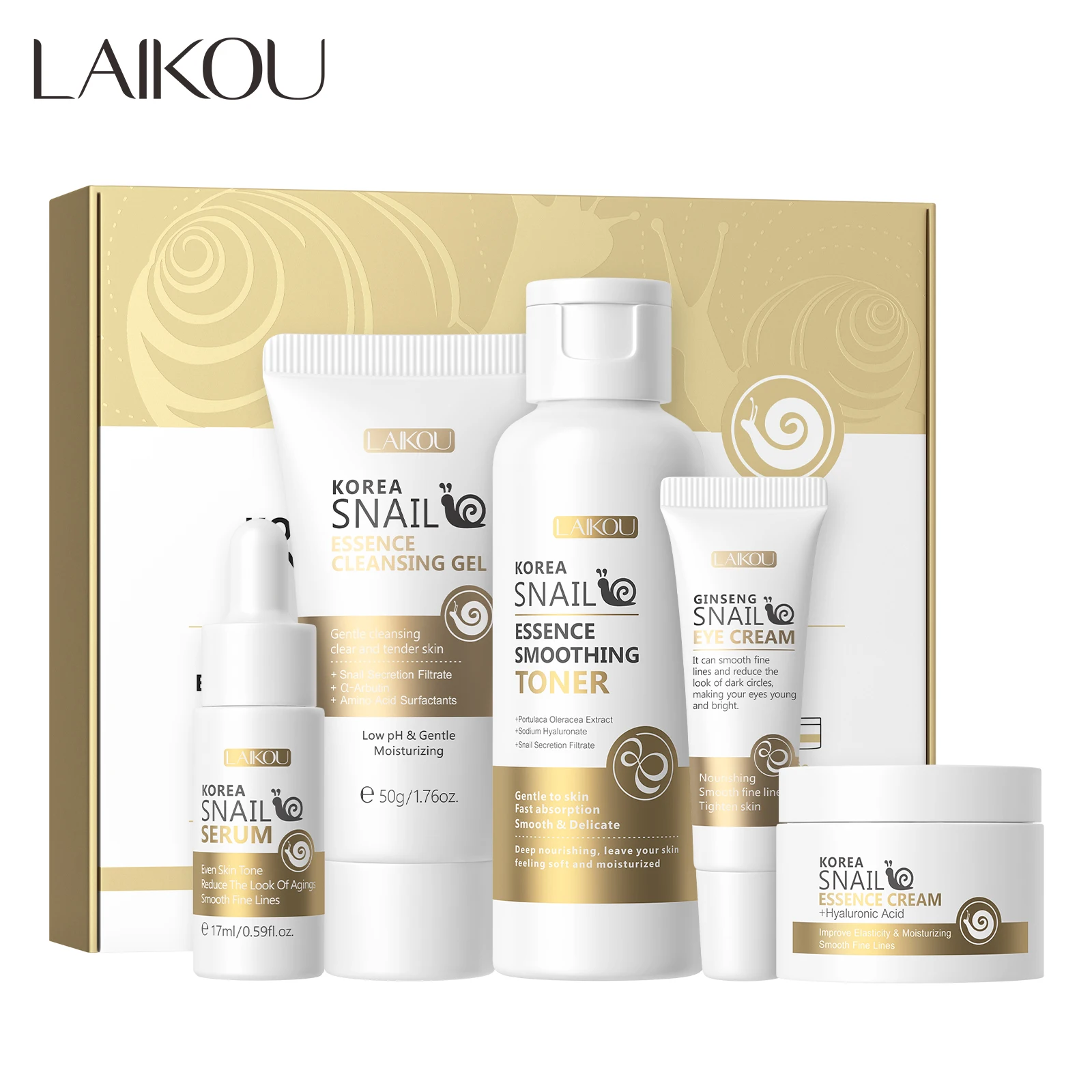Private Label Snail Mucin Skincare Anti Aging Skin Care Serum Eye Cream Facial Whitening Repair Collagen Snail Serum Products