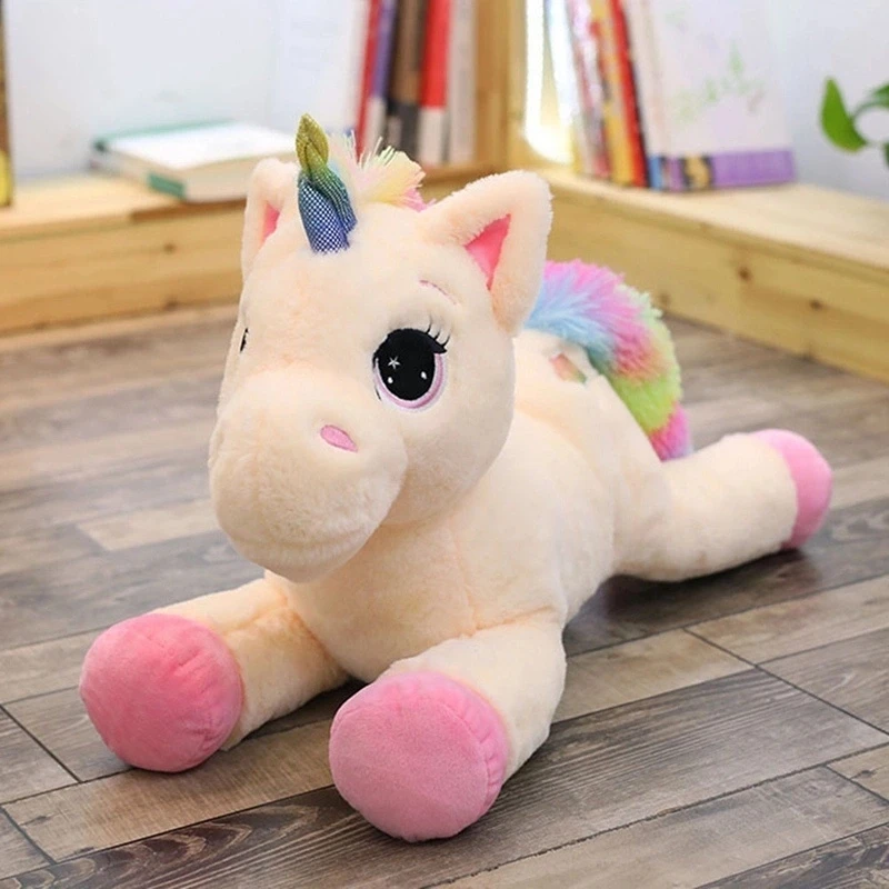 Popular Cartoon Rainbow Color Children Girls Small  Carton Horse Plush Toys Soft Stuffed Toy Unicorn