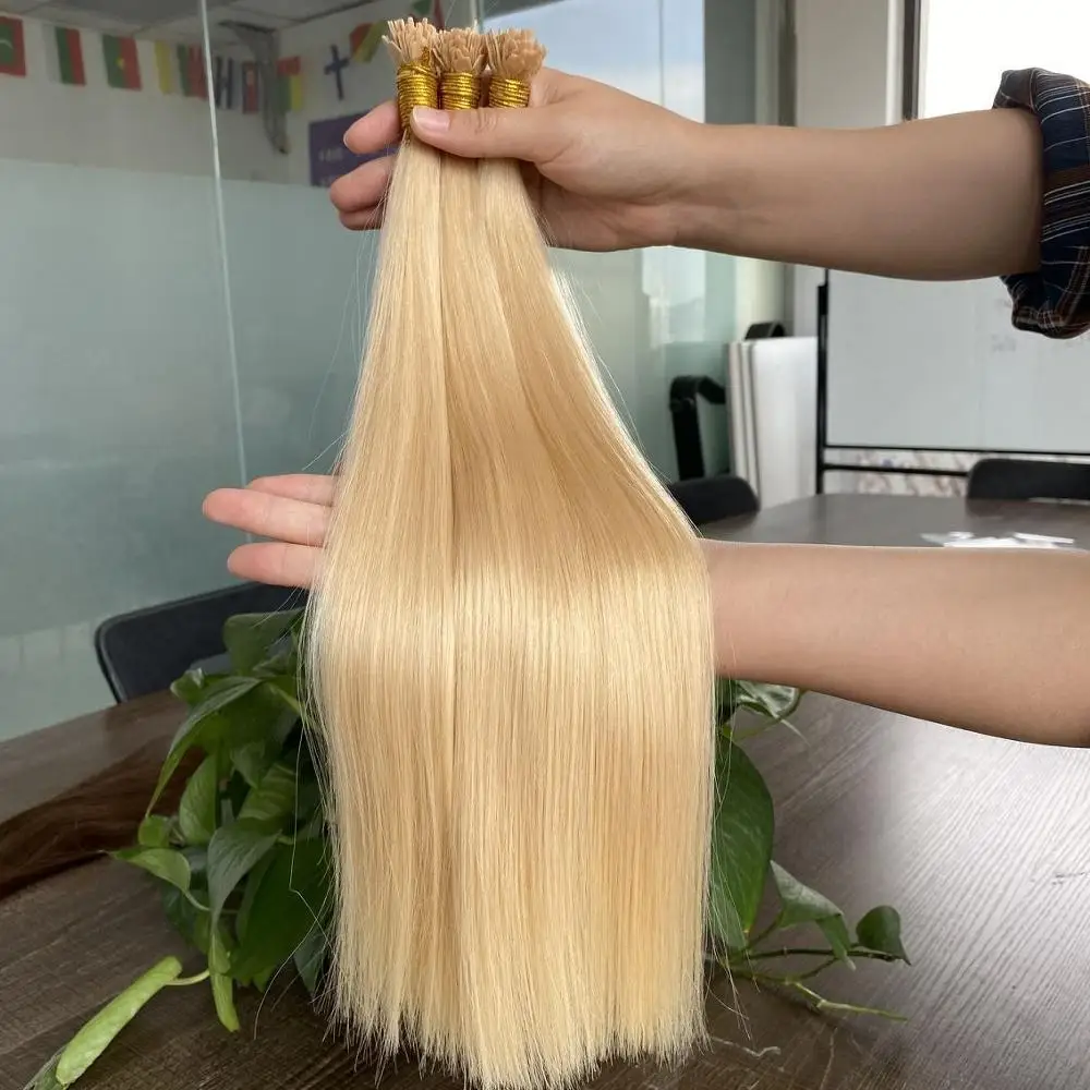 Top grade full cuticle remy human hair y tips extension thick end double drawn Italian glue keratin bonding flat tip russian