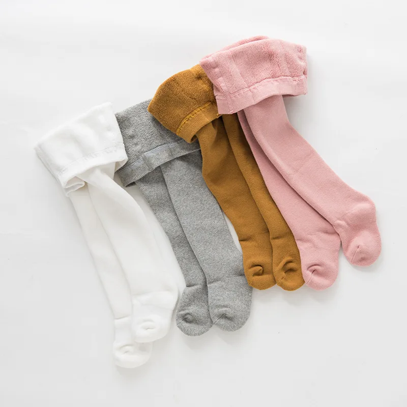 Детские осенне-зимние колготки для девочек, детские цветочные чулки, хлопковые теплые колготки