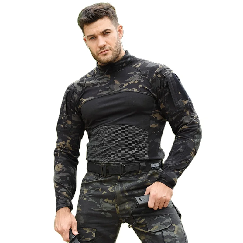 Breathable Rip stop Long sleeves T-shirt Camouflage Uniform Summer Suits Tactical Camouflage Shirts