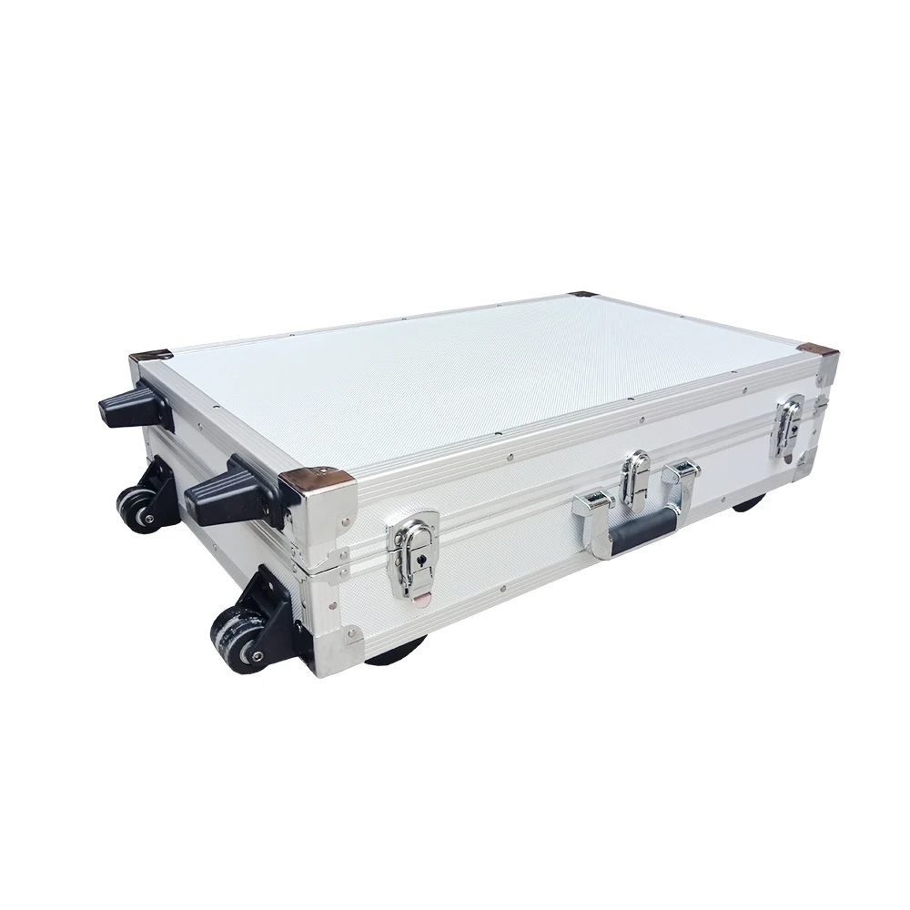 portable aluminum equipment display carrying case eva foam insert padding with wheels