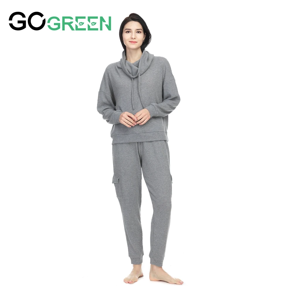 Multi Knitted Breathable Polyester Long Sleeve Romantic Sleepwear Set