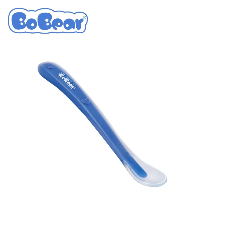 Bobear Custom Wholesale Soft Long Handle Feeding Silicone Baby Training Feeding Spoon