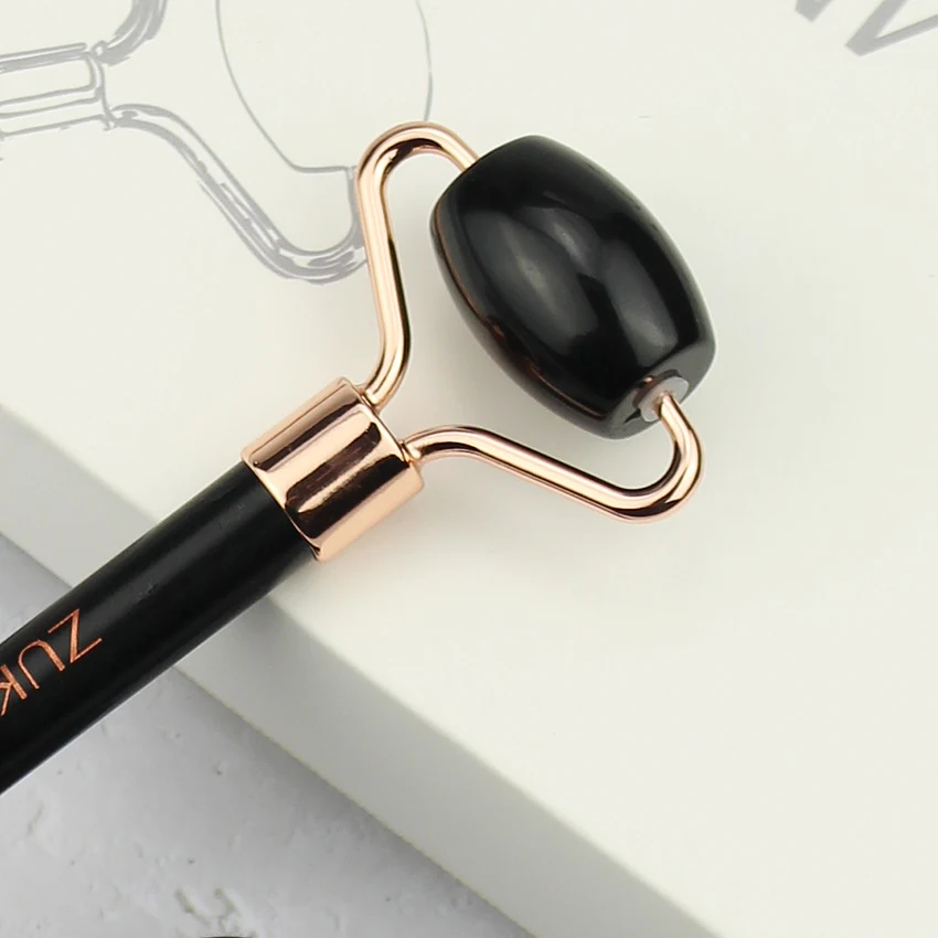 High Quality Anti Aging Facial Massage Tools Face  Jade Roller Gua Sha Set  Gift Gold Stone Body Dark Metal Head