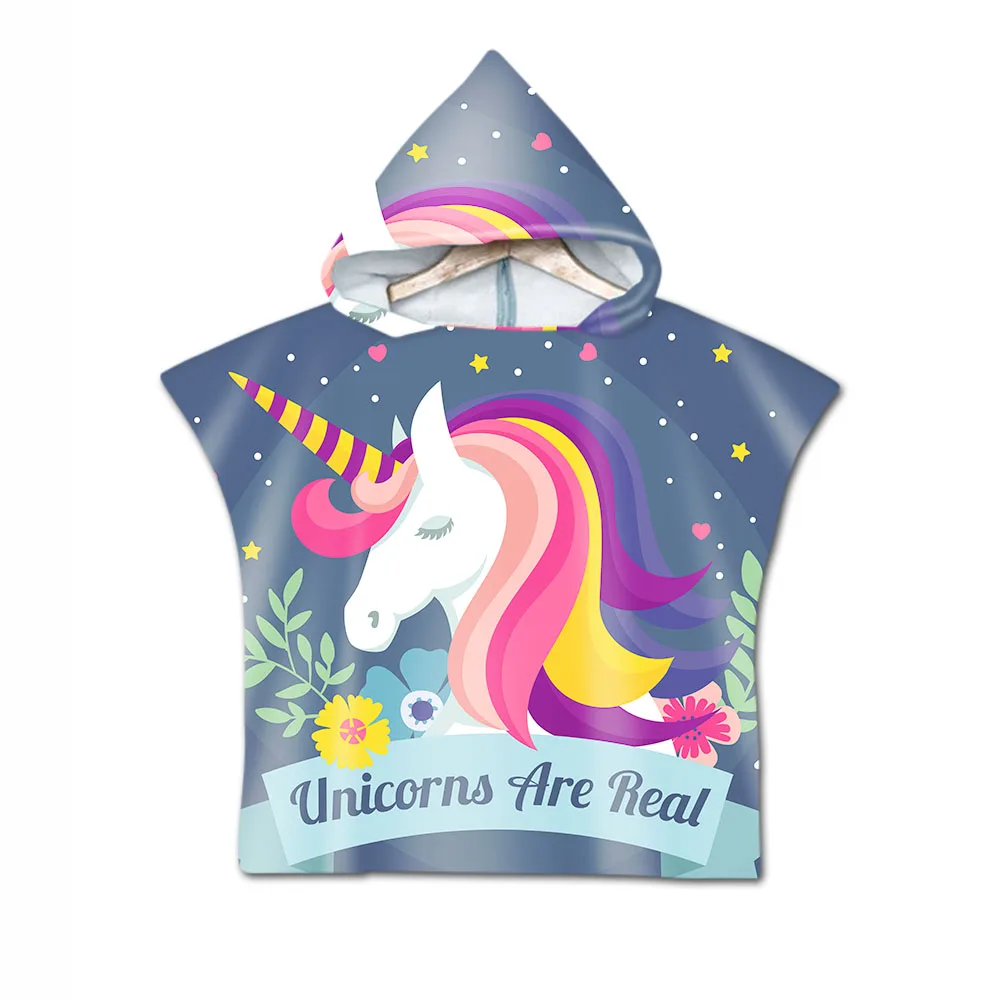 Wholesale Kids Hooded Towel Beach Surf Poncho Kids Hooded Beach Towel Super Absorbent Unicorn Hooded Towel for Kids 1pc for sale
