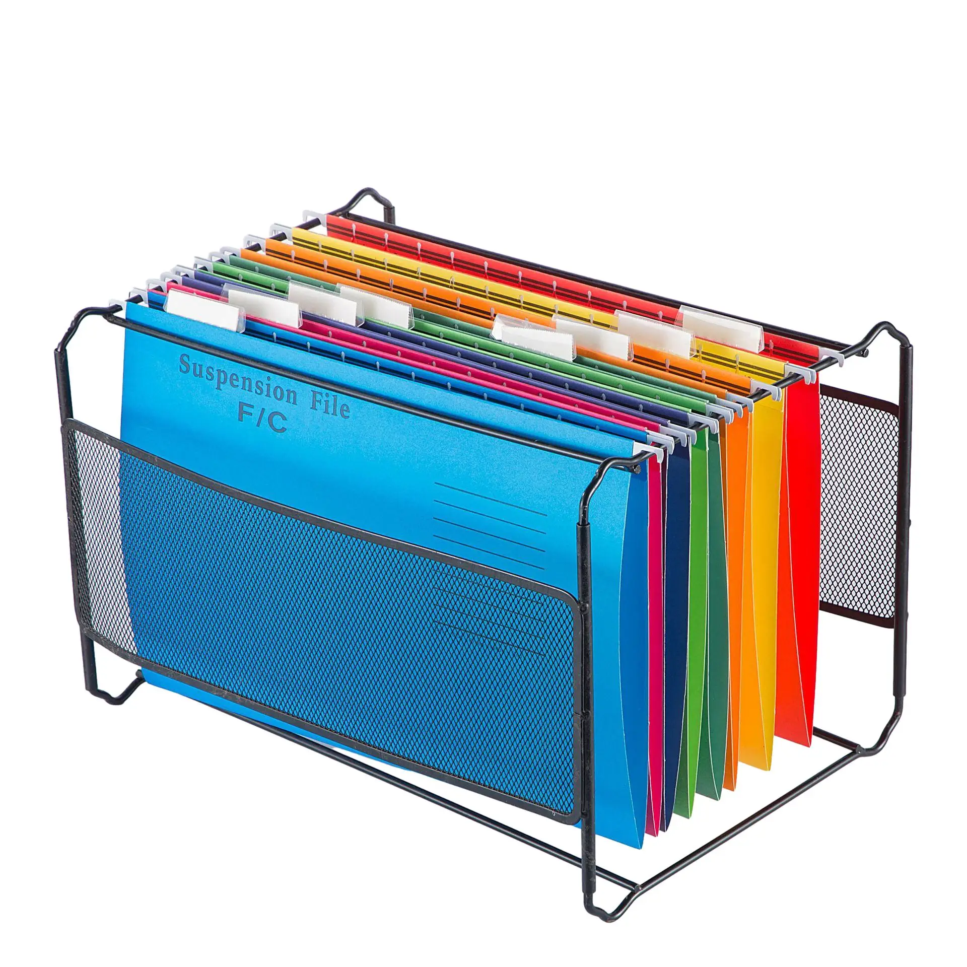 NISEVEN Wholesale Desktop Organizer A4 Size File Hanging Folders Office File Rack Black Metal Mesh File Holder