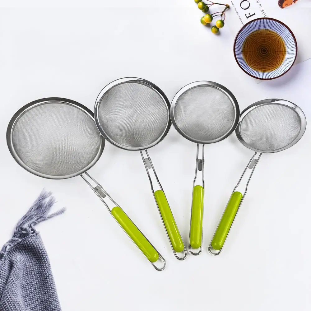 New Home Wire Sieve Sifter Set Of 3 Stainless Steel Colander Fine Mesh Strainers With Insulated Handle For Kitchen Gadgets Tools