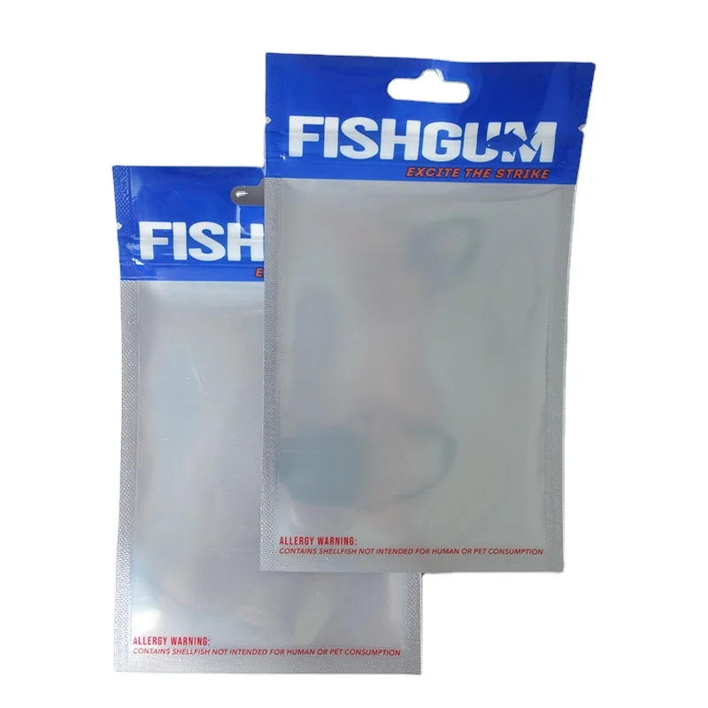 Custom Printing Glossy Aluminum Foil Fishing Bait Packaging clear Zipper Bags Fish Feed 3 Side Seal Pouch bag