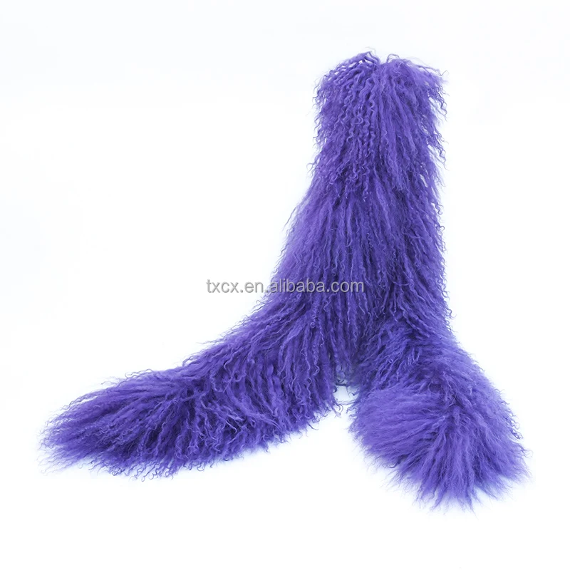 CX-S-02X Curly Winter Women Boutique Outfits Mongolian Lamb Fur Long Scarf